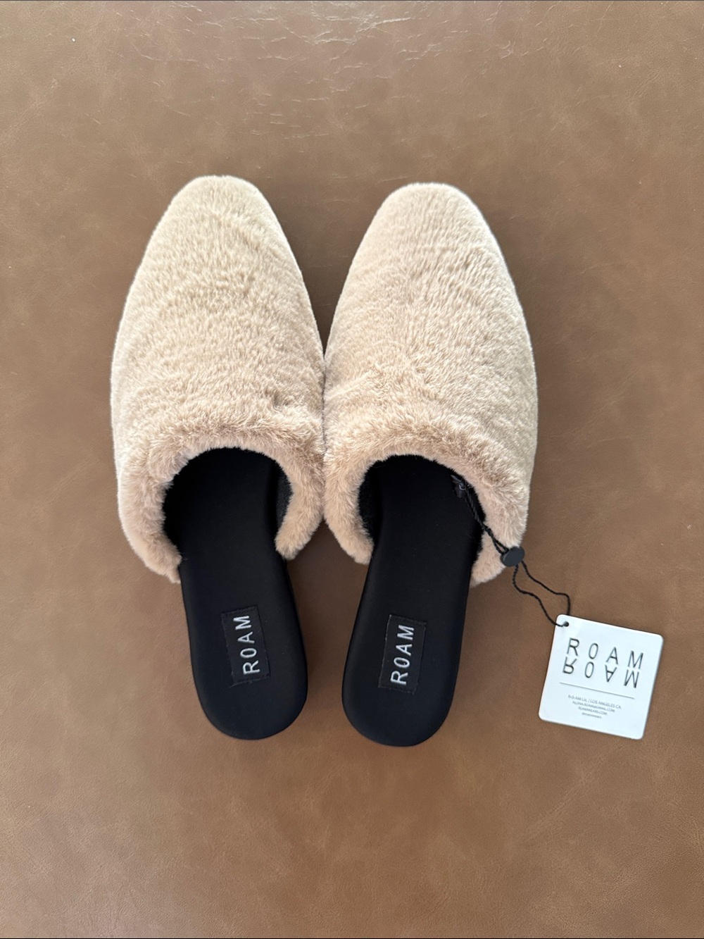 ROAM Women's Plush Slip-On Mules in Beige